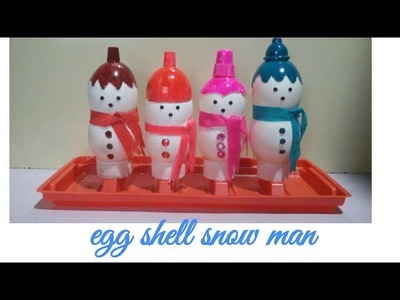 Diy:egg shell craft. How to make Snowman from Egg shell