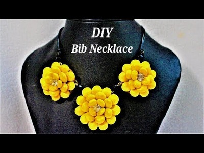 DIY Handmade Jewelry Tutorial | Easy To Make Polymer Clay Flower Bib Necklace