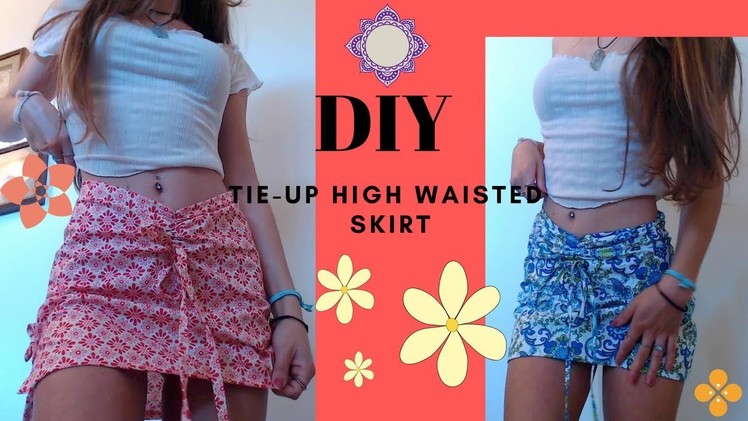 DIY High Waisted Tie-Up Mini Skirt