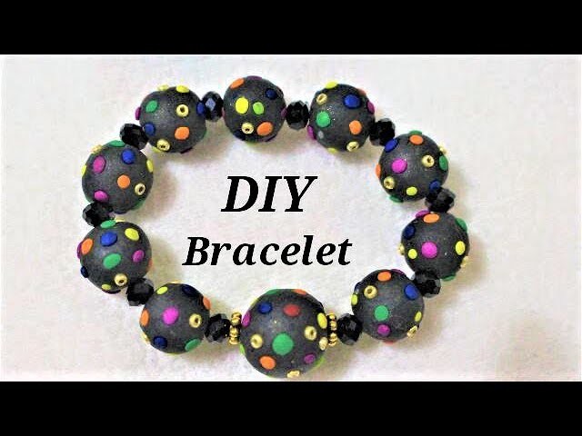 DIY Polymer Clay Dotted Multicolored-Beads Bracelet | Jewellery Making Tutorial