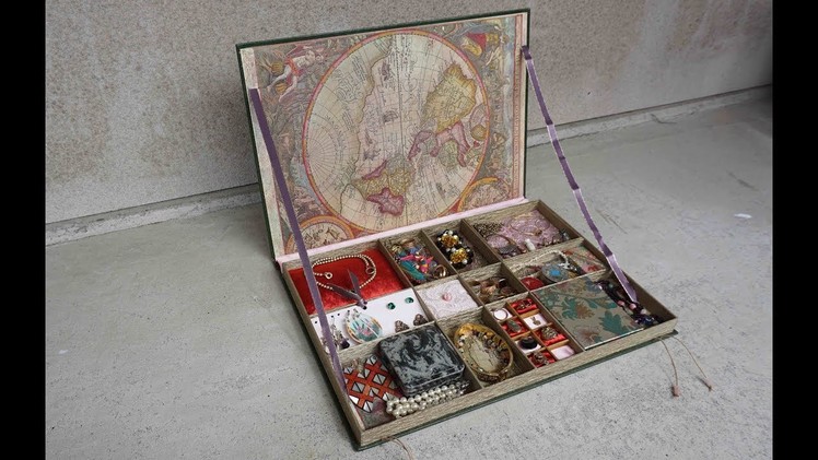 DIY Vintage Jewelry box.organizer from old book Tutorial! Storage ideas, upcycling Smyckeskrin