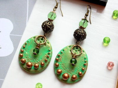 EASY CRAFT ♡ Amazing Green Earrings ♡ Polymer Clay