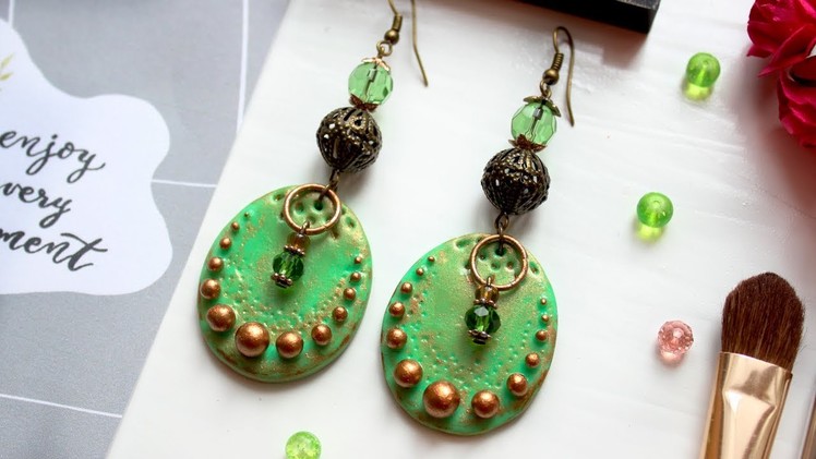 EASY CRAFT ♡ Amazing Green Earrings ♡ Polymer Clay