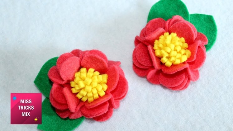 Felt Flower #5 - DIY : How to make easy Felt Flower. Spring Crafts - Kids Crafts .