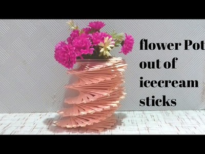 Flower Pot out of popsicle sticks || ice cream sticks craft