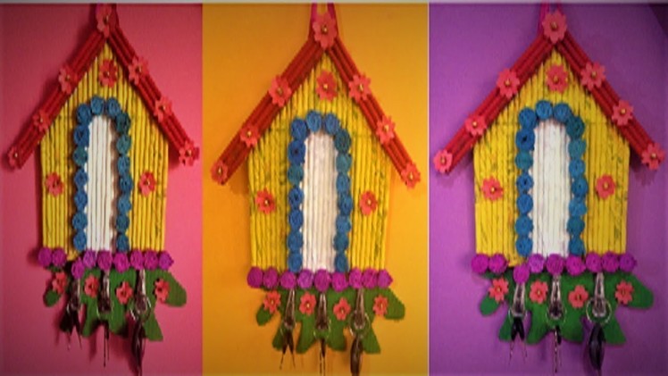 House shaped key holder showpiece with newspaper | cardboard | craft paper