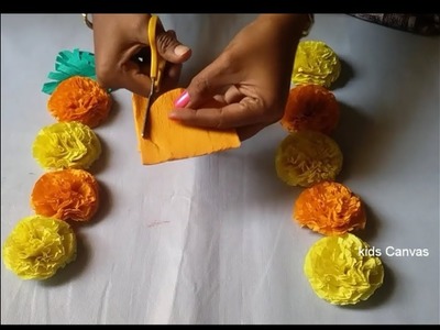 How to make Marigold flowers with crepe paper l paper craft ideas l very easy DIY l home decor l