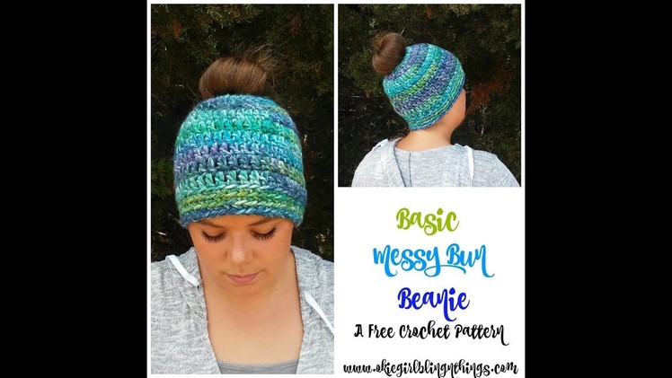 Basic Messy Bun Beanie Crochet Tutorial, Messy Bun Hat,