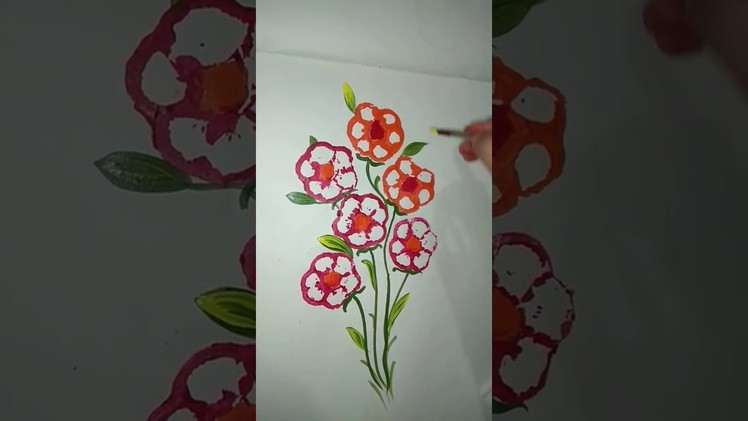 Capsicum print|How to make beautiful flowers with capsicum|vegetable drawing|tutorial