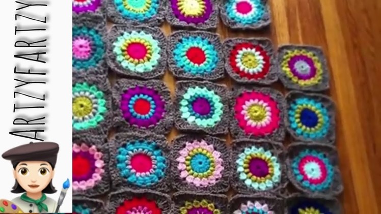 Crochet Sunburst Granny Square Blanket ~ would you like a video? ~ Artzyfartzy