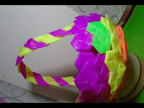 DIY " HOW TO CREATE HEART RECYCLABLE BASKET MADE BY SOFTDRINKS STRAW
