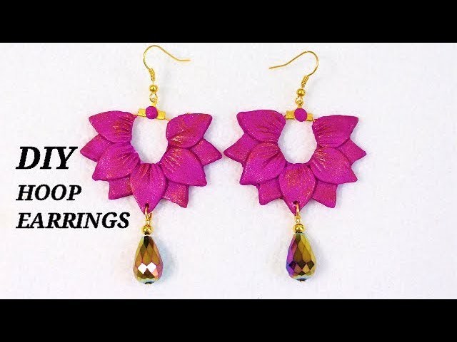 Diy How To Make Polymer Clay Hoop Earrings Jewellery Making Tutorial 9411