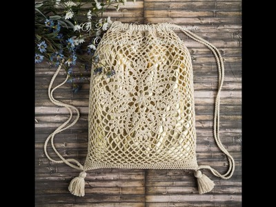 Drawstring Bag Bottom - Joining double crochet stitches as you go.