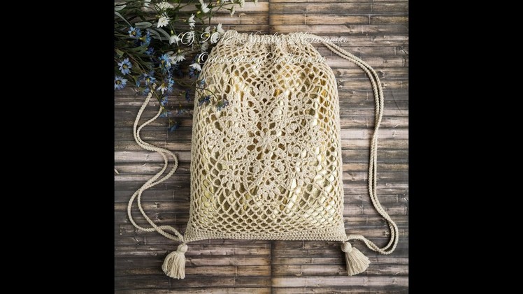 Drawstring Bag Bottom - Joining double crochet stitches as you go.