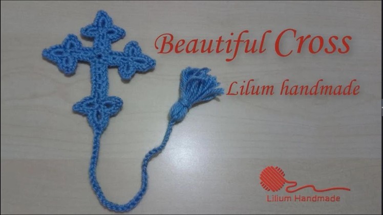 How to crochet beautiful cross bookmark tutorial (left hand)