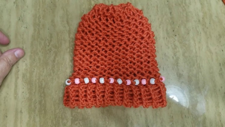 How to loom knit a hat, How to insert beads in the loom knitting a hat,How to make a heart pompom