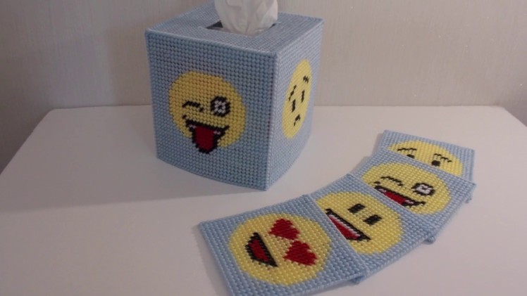 How to make a plastic canvas Emoji tissue box