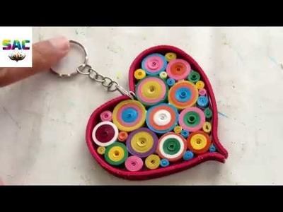 How to make keychain | keyring |Quilling Keyring | DIY | HEART shape key chain | 113