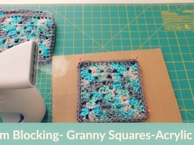 How to Steam Block Acrylic Yarn.Granny Squares