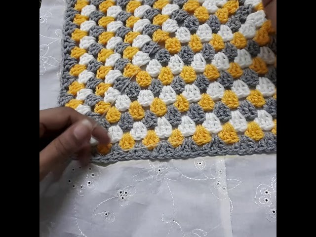 How to stitch fabric back with crochet cushion