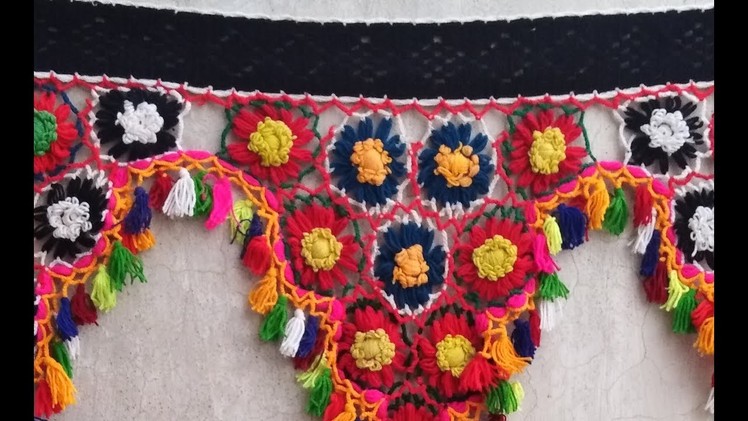 Multi Color Flower Door Hanging. rang birangi toran. Beautiful Crochet pattern