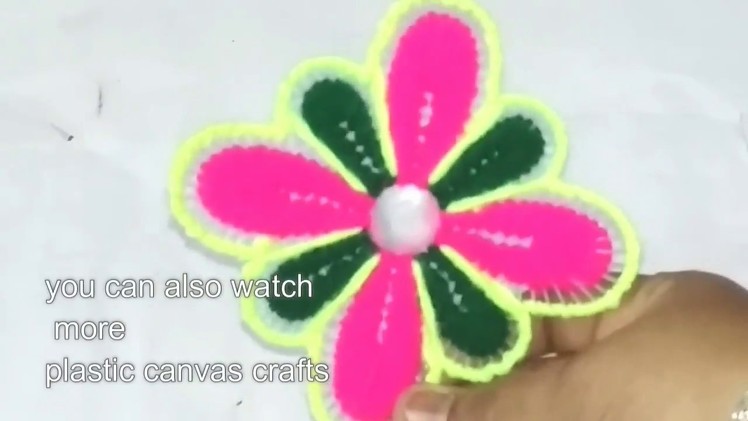 Plastic canvas stitch design|How to make Plastic canvas flower stitch|ssartscrafts