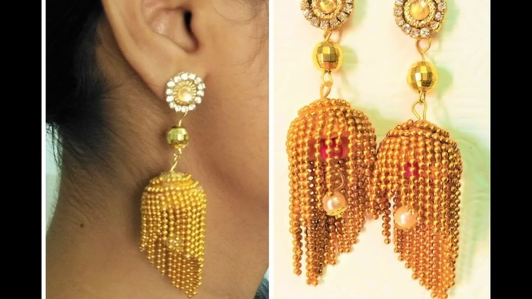 Silk thread chain earrings | How to make designer silk thread earrings