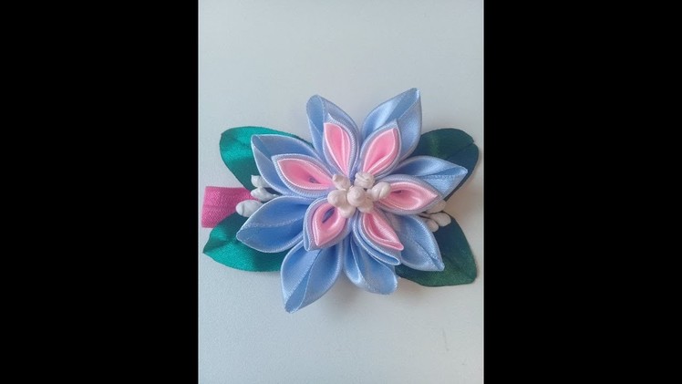 DIY kanzashi , satin ribbon flower tutorial