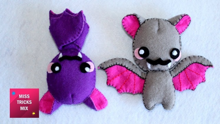 Felt Bat Plushie - DIY : How to make cute felt bat Plushie. Kids Crafts - Felt Crafts