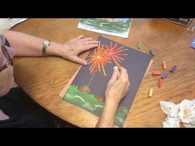 How to Draw Independence Day Fireworks with Chalk Pastels