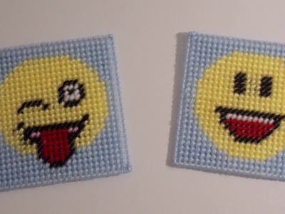 How to make a plastic canvas Smiley.Happy Emoji coaster