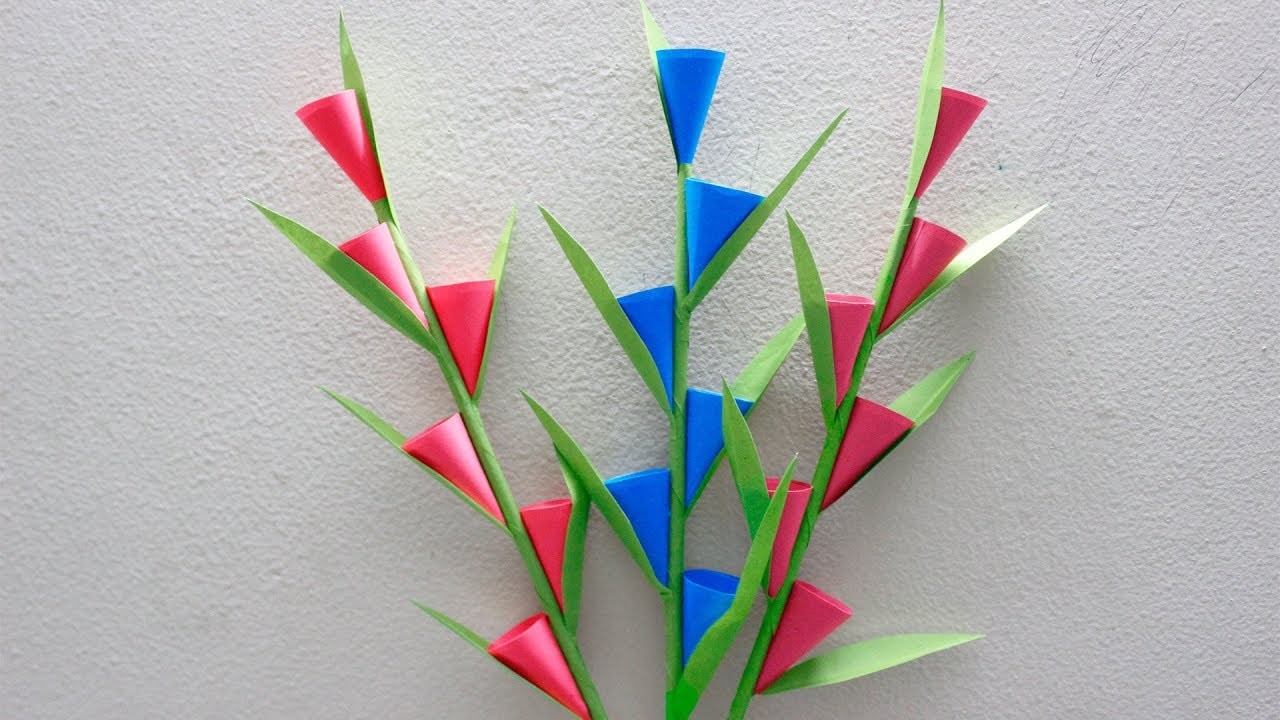 How to Make Beautiful Paper Stick Flower, Making Paper Flowers, DIY