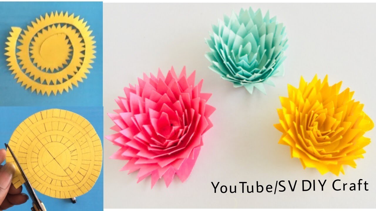 How to make cricut 3d paper flower, 3d paper flower using Color paper ...