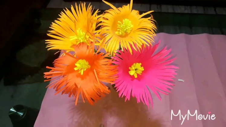 How to make easy beautiful Paper flowers. Paper Flowers.कागज के फूल बनाने की विधि.beautiful paper