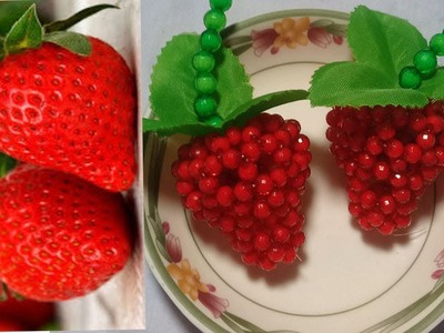 How to make Strawberry fruit by Beads? Strawberry beads design,