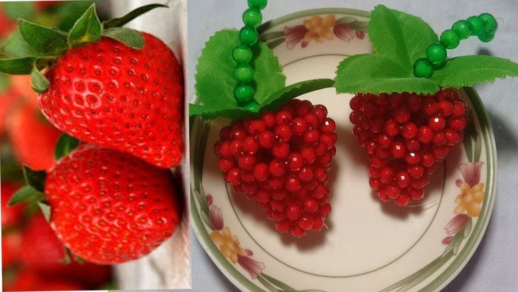 How to make Strawberry fruit by Beads? Strawberry beads design,