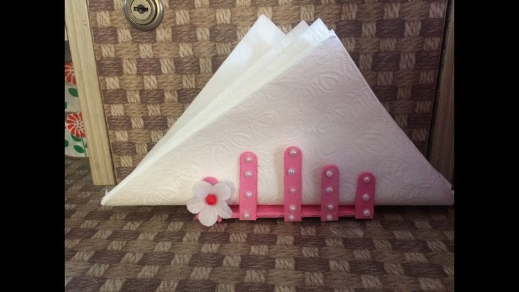 How to make tissue paper stand .Ice cream stick tissue paper holder.Room decor ideas.