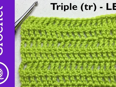 How to Treble Crochet - Beginner Crochet Lesson 4 - Left Handed (CC)
