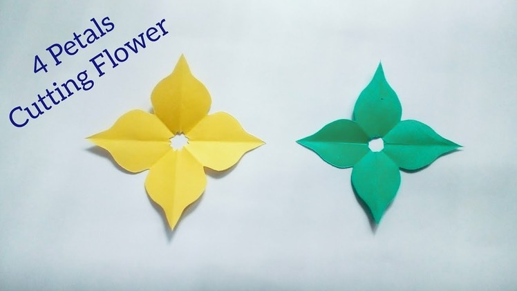 Simple & Easy Handmade Cutting Flower→How to Cut 4 Petals Paper Origami→2