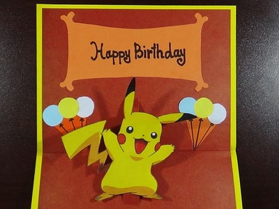Birthday Card | Pikachu Pop Up Card | How To Make A 3d Pikachu Pop UP Card For Kids |