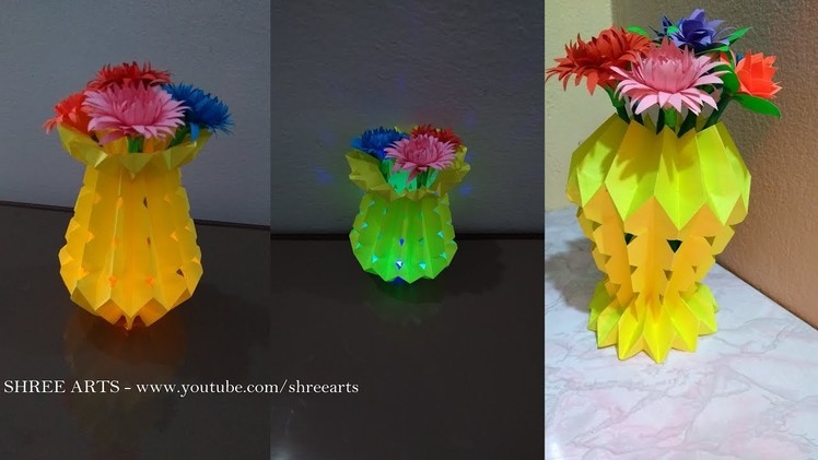 DIY Awesome  LED paper flower vase|| How to make || Shree Arts
