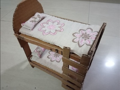 DIY: how to make bunk bed for dolls.barbie using cardboard - miniature craft