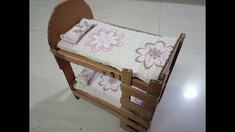 DIY: how to make bunk bed for dolls.barbie using cardboard - miniature craft