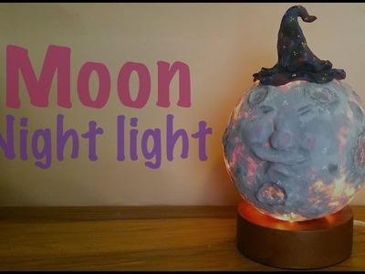 DIY How To Make Kids Bedroom Paper Mache Moon Night Light Lamp