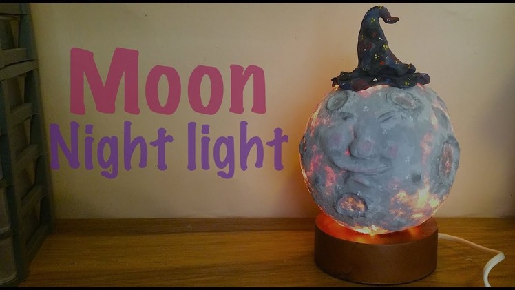 DIY How To Make Kids Bedroom Paper Mache Moon Night Light Lamp