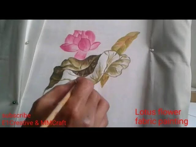 Fabric Painting Lotus Flower Design, How to paint on cloth flower motif, Cara Melukis bunga teratai