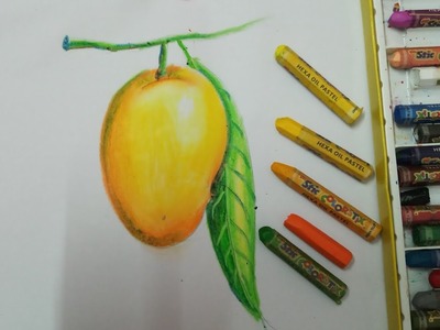 How to draw a mango with oil pastel | Drawing for kids