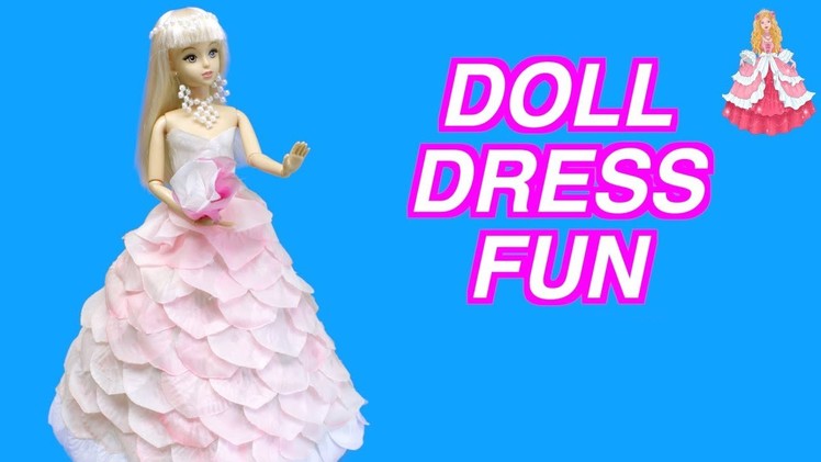 How to Make a Beautiful Doll Dress from Pink Flower Petals | Doll Dress Fun
