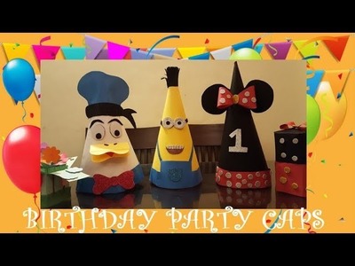 How to make birthday party caps with disney characters.