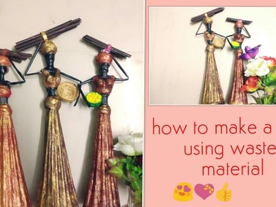 How to make doll using waste materials || newspaper n tissue paper African doll || best out of waste